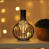 Popxstar  1PC Indoor Iron Wire Cage Design Night Light,Battery-Powered LED Lamp, Decorative Table Lighting for Bedroom, Living Room
