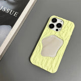 Luxury 3D Rock Pattern Makeup Mirror Rose Phone Case for IPhone 17 Air 16 16E 15 14 13 12 11 Pro Max Solid Shockproof Cover