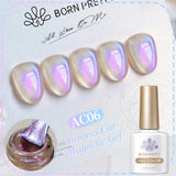 Popxstar 10ml Rainbow Purple Water Light Cat Magnetic Gel Nail Polish Shining Sliver-light Holographics Semi Permanent UV Gel