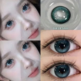 Popxstar 1 Pair(2pcs) Blue Contact Lenses Myopia Pupils With Diopters Fashion Lenses for Eyes Color Lenses Prescription Lenses