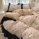 popxstar Korean Style Bedding Set with Pillowcase bed sheet Single Full Size Bed Linen Duvet Cover Set Queen/King Double Comforter Cover