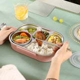 Popxstar  Portable Lunch Box for Kids Students Stainless Steel Thermal Lunchbox with Spoons and Chopsticks Food Container Bento Box