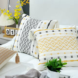 45x45cm Braided Plaid Boho Cushion Cover Geometry Embroidered Tassel Embroidery Lumbar Pillow Covers for Living Rooms Bedrooms