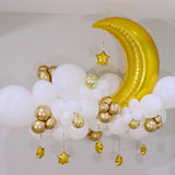 Popxstar Eid Mubarak Balloon Set Platinum Confetti Moon Stars Foil Balloons Ramadan DIY Decorations Islamic Muslim Party Balloons