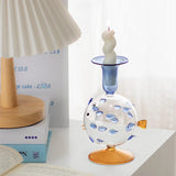 1pc Creative and Cute Pufferfish Shaped Candlestick Sample Room Decoration for Homestays and Home Furnishings