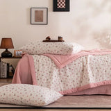 Popxstar  New cotton printed bubble double-layer yarn soybean summer quilt four-piece summer cool quilt air conditioner quilt