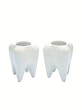 1pc Creative Tooth Shaped Pen Holder, Unique White Tooth Design, Suitable For Dental/Dentist Small Gifts, Home Office Desktop Organizer And Makeup Brush Holder, Also Can Be Used For Bathroom Toothbrush Storage Office Desk Acc