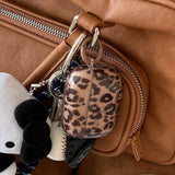 Popxstar fashion luxury transparent leopard print pattern black love heart Pendant for airpods 4 3 1 pro 2 soft silicone protection case