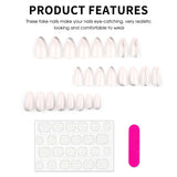 Popxstar  24Pcs Short Almond Fake Nails Nude Color Press On Nails Shiny Sequins Designs Simple DIY Manicure Women Acrylic False Nails