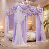New Wedding Palace Mosquito Net with Frame Romantic Princess Shading Bed Curtain Canopy Nets Three-door for Girls