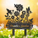 Popxstar  A Customizable Flower Sign And Stake, Metal Garden Sign, Garden Decoration, Personalized Gardening Gift, Garden Name Sign