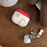 Simple Strips House Pattern Shockproof Earphone Case For AirPods 1 2 3 4 Pro Pro2 Protective Earphone Case Cover with Pendant