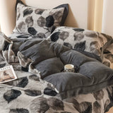 Flower Winter 4pcs Bedding Sets Fleece Warm Quilt Cover Bedspread for Women Bedroom Thickened and Weighted