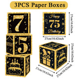 Popxstar  Gold Black Birthday Number Paper Boxes 18 30 40 50 60 70 75 80 Year Old Birthday Party Decoration Adult Birthday Party Supplies