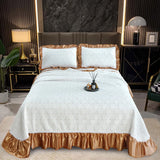 Popxstar  3/5Pcs Luxury European Knitted Cotton Embossing Quilted Bedspread, Bed Cover, Mattress Topper Coverlet, Bed Sheet, Pillowcases