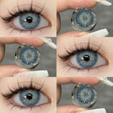 Popxstar  1 Pair 0~-6.00 degree Myopia Lenses Colored Contact Lenses with Prescription Lenses with Degree Green Lenses blue lenses