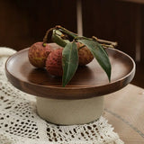 Popxstar  Japanese Cake Fruit Tray Wood Egg Tray Dessert Storages Shelf Ceramic Tall Footed Snack Decorative Tray Kitchen Accessories