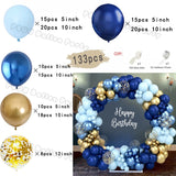 Popxstar Blue Birthday Balloons Arch Kit Birthday Decorations Gold Confetti Navy Blue Baloon Boy Girl Baby Shower Wedding Baptism Decors