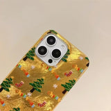 Popxstar  INS Gold Christmas Tree Silicone Phone Case For iPhone 17 Cases iPhone 16 15 14 13 12 11 Pro Max XS X XR 7 8 Plus 16E Air Cover