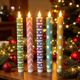 6pcs Macaron Glitter Electronic Candles Macaron Color Realistic Flame LED Candles Remote Control Christmas Straight Rod Candles