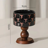 Popxstar  French ancient style retro INS decoration blue and white ceramic bowl wooden tall bowl dessert cup candle cup ice cream bowl