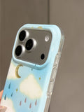 Popxstar  Ins Fashion Laser Moon Shiny Stars Clouds Shockproof IMD Phone Case For iPhone 17 16 15 14 13 Pro Max Back Cover Fundas Conque