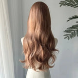 Popxstar Champagne Blonde Wig Lace Front Synthetic Wig Long Body Wavy Brown Wigs for Daily Use Headband Lolita Cosplay 가발  Perruque Femme