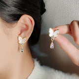 Popxstar Lovely Pearl Bow Earrings for Women Internet Design Versatile Drop Oil Vintage Earrings Fashion Jewelry Party Wedding Gifts