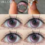 1 Pair New Pink Color Contact Lenses with Diopters 0~-8.00 Degree Blue Pupils Lens Beauty Makeup Soft Korean Lenses