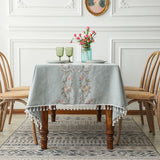 Popxstar Floral Pattern Tablecloth for Dining Table,Dust Proof Spillproof Soil Resistant Cotton Linen Rectangle Table Cover