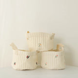 Popxstar INS Cute Baby Diaper Storage Bag Baby Supplies Toys Clothes Storage Bag Cotton Embroidery Multifunctional Mommy Storage Basket