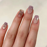 Popxstar 24pcs Simple Almond False Nails Sets Blush Design Press on Nails Art Datachable Short Oval Fake Nail with Jelly Glue Manicure