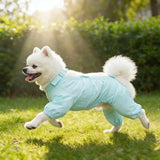 Puppy Summer Jumpsuit Waterproof Dirt Dust Proof Thin Pet Dust Pants for Small Dog Cat Outdoor Blue Bichon Dog Clothing