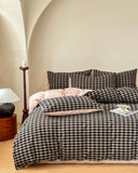 New 100% Cotton Bedding Set 1pc Duvet Cover and 2pcs Pillowcases  Plaid Soft Skin Friendly Bedding Single and Double King Size