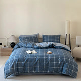 3pcs 100% Cotton Solid Color/two-color/striped/checkered Print Bedding, 1PC Duvet Cover 2PC Pillowcases Soft and Skin-friendly