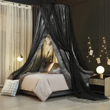 New Folded Bed Canopy Mosquito Net for Girl Women Bedding Romantic Black Yarn 2 Layers Round Dome Tent Curtain Room Decor