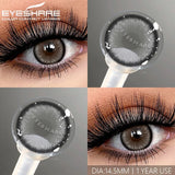 Popxstar Myopia Lenses 1 Pair Colored Contact Lenses with Degree Natural Eye Contacts Brown Lenses Gray Pupils Yearly Disposable