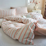 Popxstar  Luxury Cotton Stripe 3-Piece Duvet Cover Set (1 Duvet Cover + 2 Pillowcases),Yarn-Dyed,Soft Bedding Set, Multiple Sizes