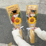 Popxstar  Crocheted Sun Flower Bouquet Graduation Flower Bouquet Gifts Artificial Flower Decorations Finished Sunflowers Graduation Gifts