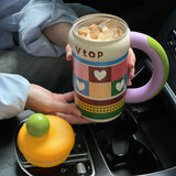 Best-selling Macaron Color Cold and Heat Preservation Ice Cup Stainless Steel Insulated Cup Portable Car Dual-drinking Water Cup