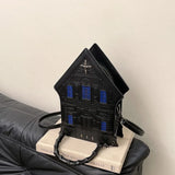 Popxstar  Creative Women's Bag Three-dimensional House Shaped Makeup Bag Fashionable Tote Bag Travel Essentials Halloween Gift