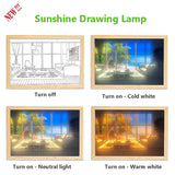 Popxstar INS LED Painting Light Dimming Wall Lamp Artwork Gift Indoor  Bedroom Table Lamp Sunlight Window Wooden Photo USB Night Luminou