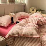 Popxstar  100% Cotton Stripe Bedding set Duvet Cover Set with Pillowcase housse de couette Quilt Cover set King Size