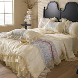 Popxstar  100% Long-Staple Cotton Bedding Set Gorgeous Floral Romantic Skirt Bed Sheet Set Pillowcase Queen King Double Size Bed Linen Set