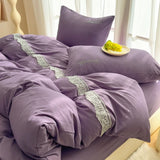 Ins floral print Bedding set knitted cotton Flat sheet set Four pieces duvet cover double layer-yarn 4Pcs lovely New Style