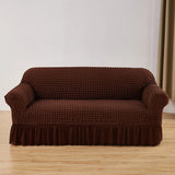 1/2/3/4 Seater Seersucker Sofa Slipcover with Skirt Universal Stretch Sofa Couch Slipcover Easy Fitted Chair Furniture Protector