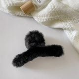 Popxstar Winter Plush Hair Claw Clip Faux Fur Elegant Acrylic Hairpins Women Hair Clip Barrette Crab Headwear Girls Hair Accessories Gift