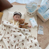 Popxstar Newborn Bear Print Blanket Pure Cotton Double Gauze Blanket Baby Blanket Bath Towel Baby Blanket Baby Swaddle