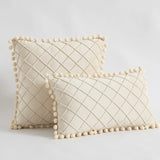 Premium Velvet Diamond Quilted Pillow Cover with Pom Design Sofa Pillow for Office Living Room 30x50cm 45x45cm Pillow Case