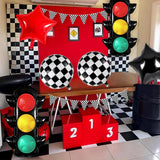Popxstar  Racing Theme Party Decor Black and White Plaid Wheel Balloon Sport Car Traffic Light Balloon Kids Birthday Racing Party Supplies